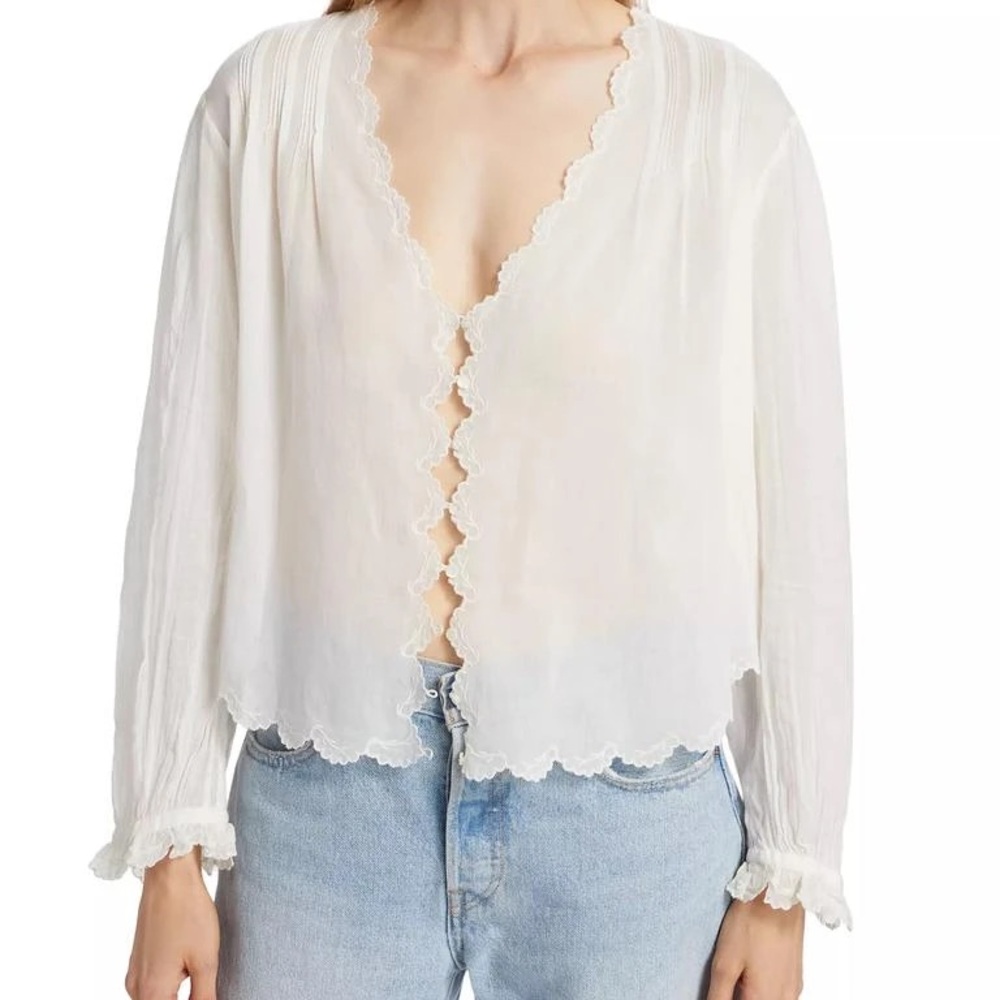 Doen Cream Scalloped Blouse